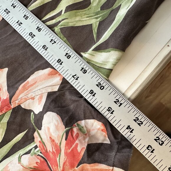 Valerie Stevens Casual XL 100% Silk Black Hawaiian Floral Button-Up Short Sleeve - Picture 7 of 7